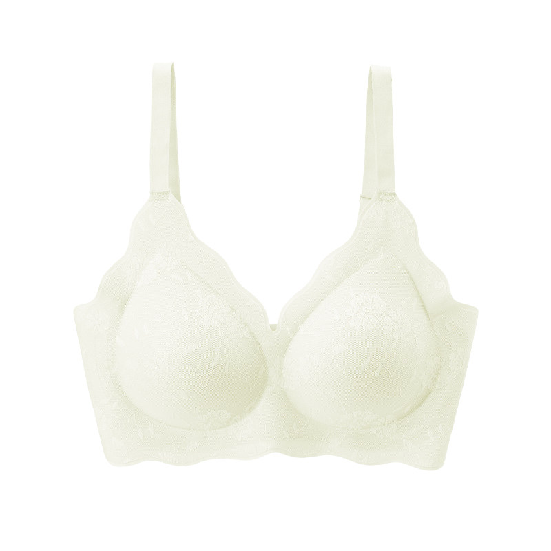 初禾念无痕内衣女7A抗菌薄款透气聚拢上托防下垂蕾丝印花文胸罩