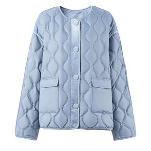 秋水伊人简约韩版圆领羽绒服2025年冬季新款女装保暖舒适宽松外套