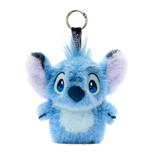 正迪士尼史迪奇毛绒耳机收纳零钱包挂件路西法小飞象玛丽猫草莓熊