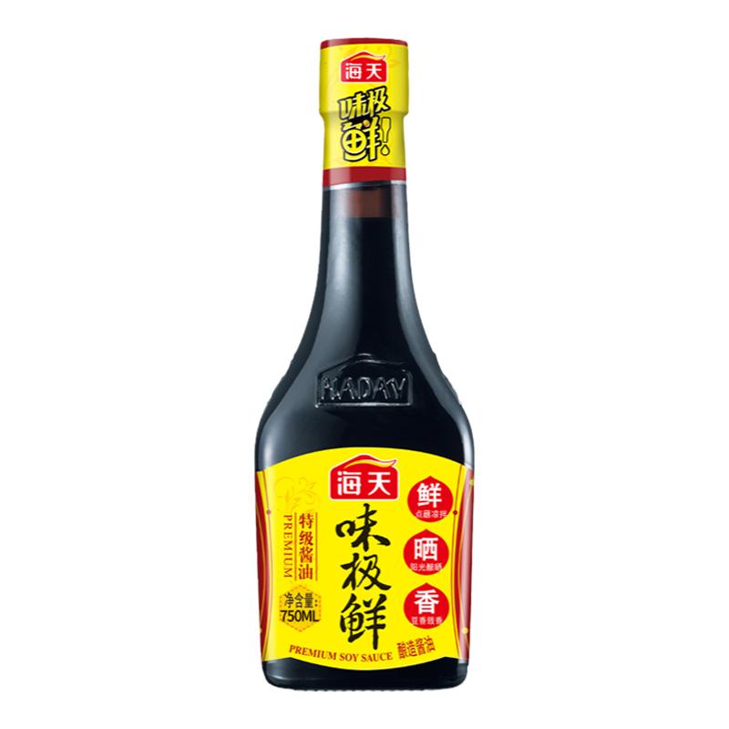 海天味极鲜酱油750ml*6特级酿造生抽酱油家庭装小瓶凉拌调味品