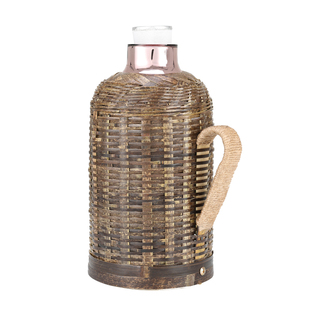 冬牧雪竹编保温壶热水瓶复古家用传统木塞暖壶茶室保温瓶玻璃内胆