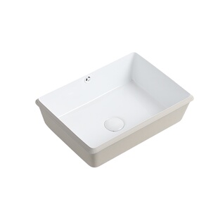 岩板台面无缝台下盆45度切割方形平底陶瓷嵌入式洗手间洗脸盆单盆