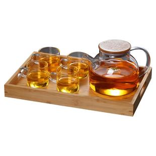 玻璃水壶泡茶壶煮茶水果花茶竹盖耐热防爆高硼硅材质茶具套装家用