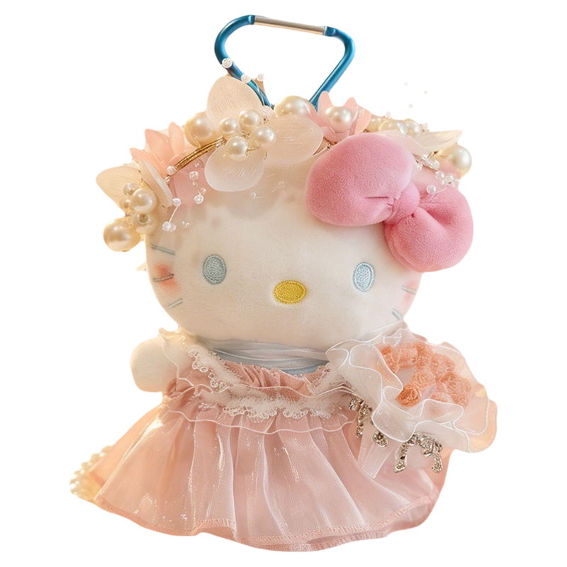 正版Hellokitty包包挂件可爱毛绒钥匙扣哈喽kt珍珠粉蝶套装挂饰女