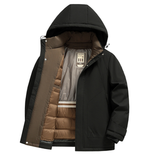 啄木鸟2025休闲冬季保暖新款脱卸内胆羽绒服外套商务加厚中年男士