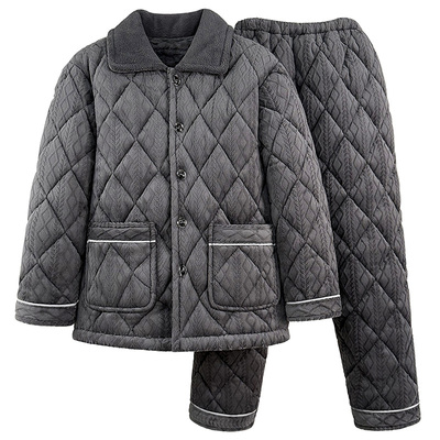 三层厚睡衣昂哲中老年冬季家居服