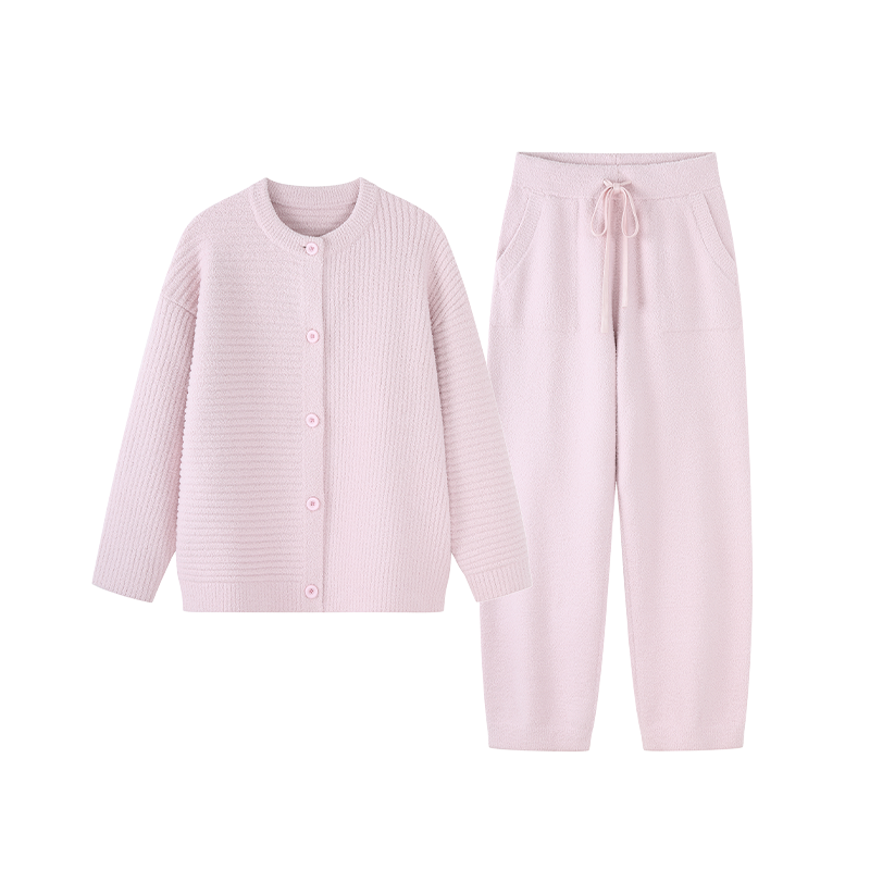 sofu软糯坑条家居服睡衣套装女