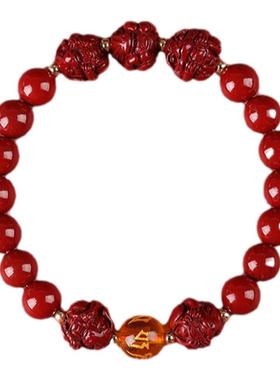 太岁化朱砂三合六合手串本命佛本命年躲春十二生肖手链属狗牛羊兔