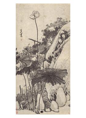 墨荷图植物花卉水墨工笔画挂画