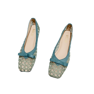 仙女风凉鞋女春夏款2026新款温柔网纱方头透气平底配裙子的鞋单鞋