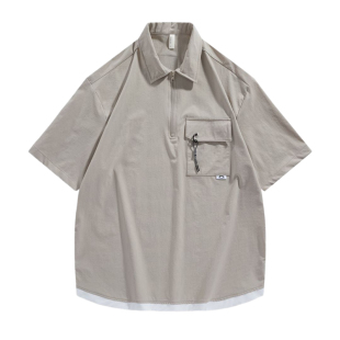 夏季新款户外冰丝男士POLO衫短袖工装大码翻领速干透气半袖上衣服