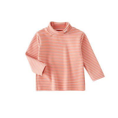 女童德绒打底衫半高领条纹内搭