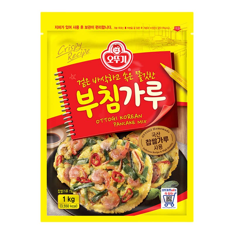 韩国不倒翁煎饼粉1kg袋装原装进口韩式面粉预拌粉早餐饼粉专用