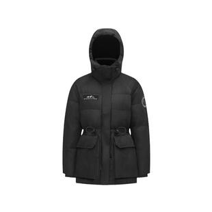 波司登极寒鹅绒羽绒服女中长款加厚小个子修身收腰带红色工装外套