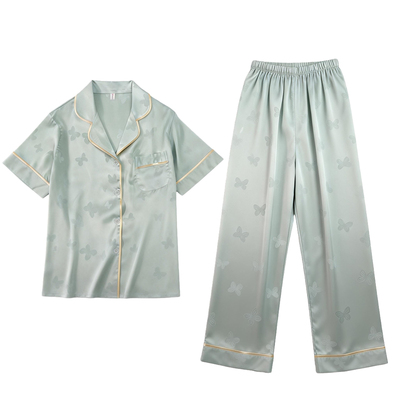 猫人冰丝睡衣女夏季短袖短裤