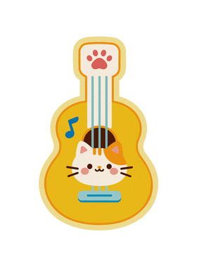暮岛小猫尤克里里毛毡墙贴