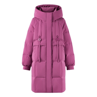 秋水伊人甜美百搭H型宽松外套2025年冬季新款可爱通勤连帽羽绒服