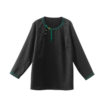 美丽客栈新中式改良撞色提花衬衫