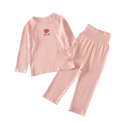 莫代尔长袖女宝宝高腰护肚家居服