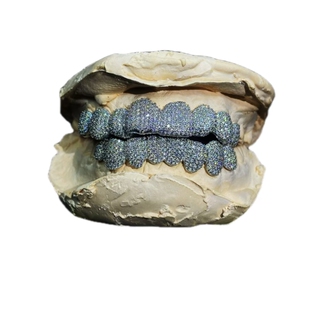 Mr.Blingggggg欧美嘻哈珠宝 私人定制上8下8莫桑石纯银Grillz牙套