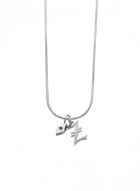 钛钢星芒字母吊坠蛇骨链