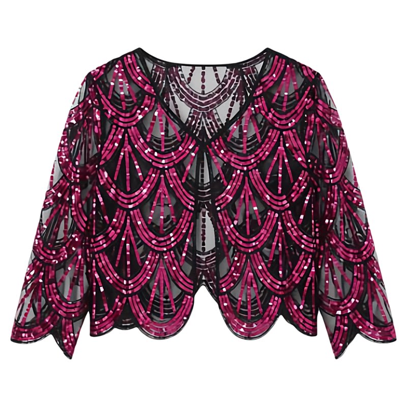 Casual sequin short loose shawl jacket休闲亮片宽松短披肩外套