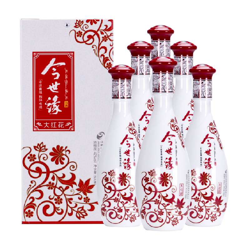 今世缘大红花42度浓香500ml*6瓶
