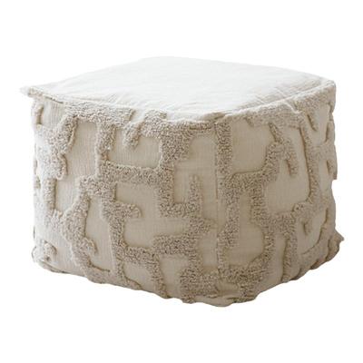 奶白色立体几何浮雕绣法式坐墩