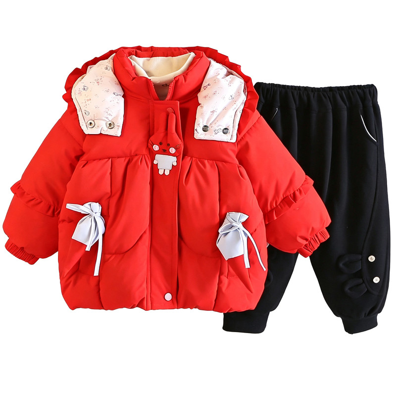 女童冬季可爱连帽加厚保暖棉服