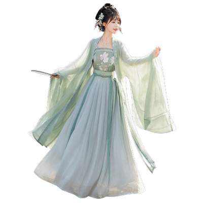 汉服女诃子裙绿色中国风仙气飘逸