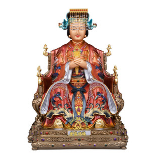 妈祖娘娘神像铜彩贴金精致摆件湄洲海神天后家用供奉天上圣母摆件