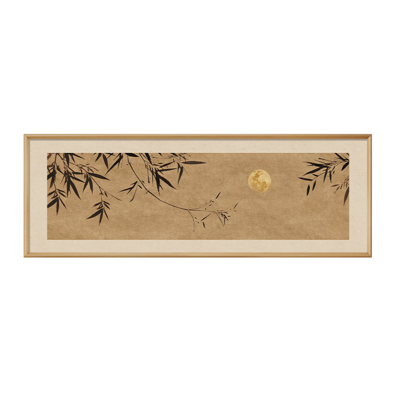 竹报平安茶桌茶台背景墙挂画