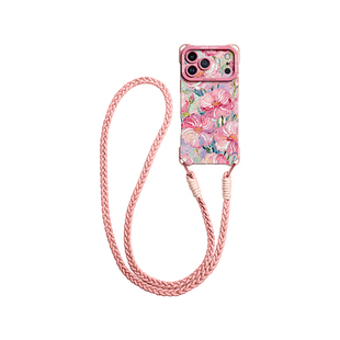 丙烯花朵适用苹果17promax手机壳iphone17新款17pro四角套可背斜挎16腕带15挂绳14巨好看13硅胶12女pro粉色外
