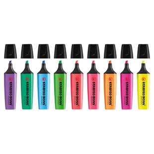 德国进口STABILO思笔乐70波士乐荧光笔 天鹅牌BOSS荧光笔儿童学生粗划重点记号用大容量彩色斜头平角轻松标记