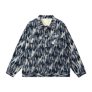 ER满印提花牛仔夹克男2026秋季潮牌重工美式复古情侣装外套