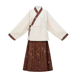 花朝记|栗子|晋制汉服元素晋襦交窬裙曲领衫羊羔毛针织日常秋冬