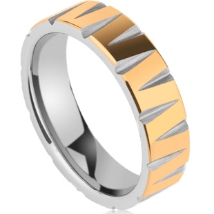 飒雅波浪戒指男款个性18K金色乌金简约单身潮男钨钢时尚男生指环