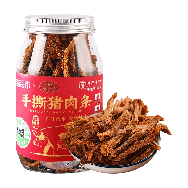 臻选黄金香老字号高蛋白手撕猪肉条100g不加味精休闲猪肉零食