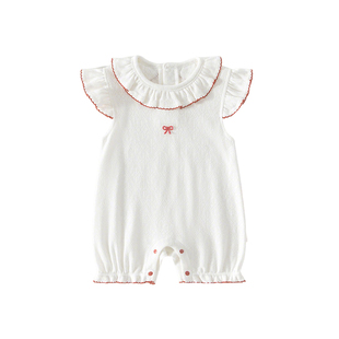 纯棉婴儿衣服夏季无袖连体衣73码无袖女宝宝薄款夏装背心哈衣夏天