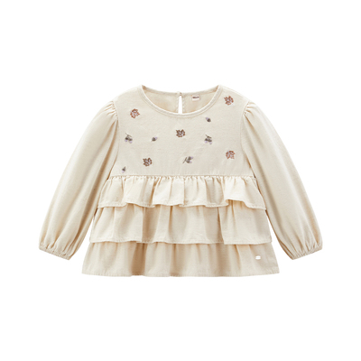WirraWirra北欧风秋野拾光娃娃衫女宝宝多层荷叶裙摆可爱刺绣上衣