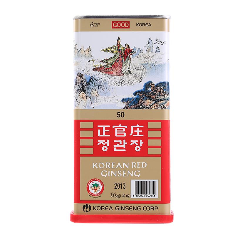 正官庄高丽参韩国红参整支切片50支37.5g人参泡酒正品