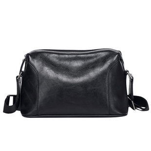 澳懿男士真皮斜挎包黑色时尚休闲商务大容量单肩包通勤挎包高级感