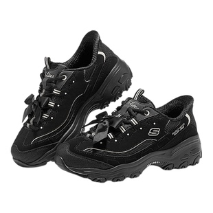 斯凯奇老爹鞋女新款闪穿蝴蝶鞋厚底复古绑带缓震休闲熊猫鞋