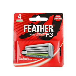 feather羽毛日本原装 F3武士剃须刀片 4个装 刮胡刀专用替换刀头