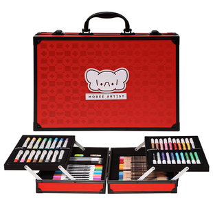 mobee儿童水彩笔画笔礼盒蜡笔画画工具小学生绘画套装美术彩色笔