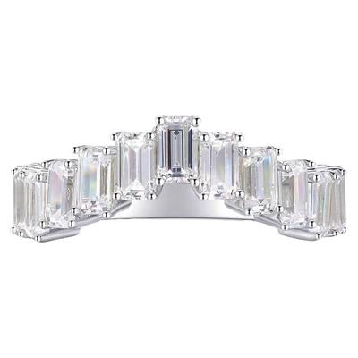 莫桑石长方形V形排钻戒指