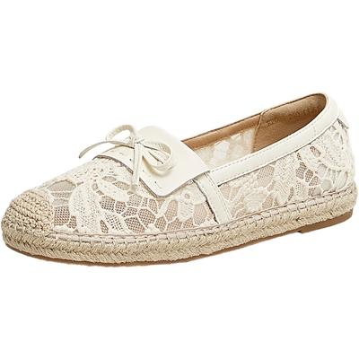 天美意新款网布蕾丝复古休闲一脚蹬平底女渔夫鞋KP009BQ5