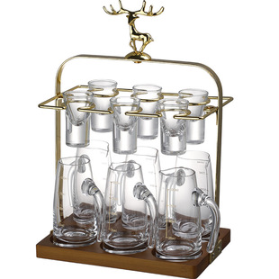 高档轻奢水晶金箔白酒杯套装精致高级感家用中式二两分酒器一口杯