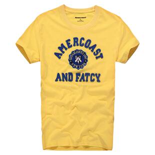 美洲海岸af短袖男T恤潮夏季刺绣贴布半袖美式纯棉宽松圆领打底衫