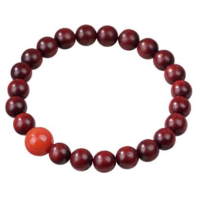 小叶紫檀南红本命年手串情侣款